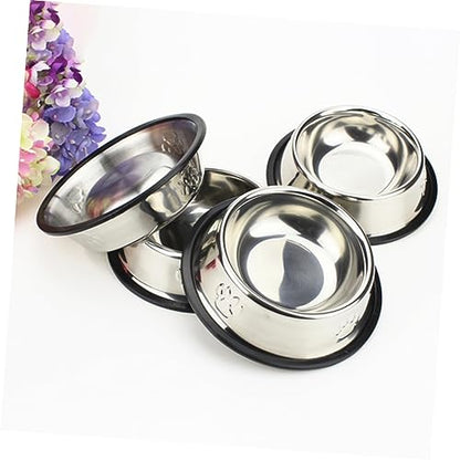 Angoily Sturdy Raised Dog Bowl Large Stainless Steel Pet Feeder Puppy Bowls Pet Supplies 18cm - color: Silver, size: 18cm