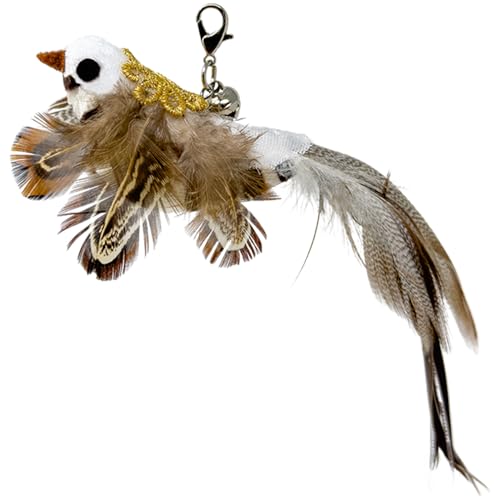 Whiskertons Interactive Bird Simulation Cat Toy Set, Interactive Cat Toys for Indoor Cats, Cat Feather Toy, Self-Holding Suction Base, 5 Replacement Birds, Feathers & Bells (5 Replacement Birds)