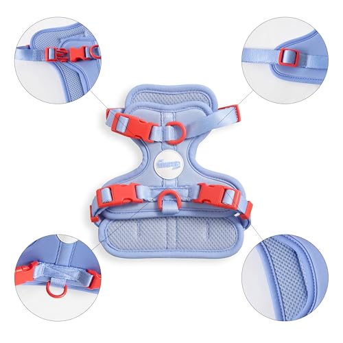 HNS1000E Arlo Extra Small Adjustable Soft Padded No Pull Pet Harness with 3 Buckles and 3 Leash Clips, Sangria - color: Periwinkle, size: X-Small (Chest: 11.8 - 17")