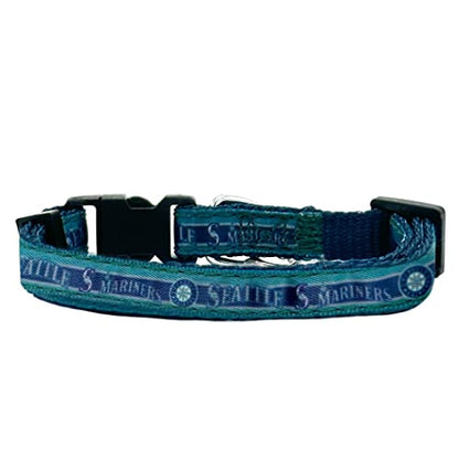 Pets First MLB Cat Collar Seattle Mariners Satin Cat Collar Baseball Team Collar for Dogs & Cats. A Shiny & Colorful Cat Collar With Ringing Bell Pendant - color: Seattle Mariners