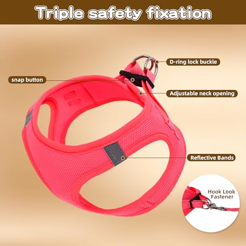 Pet Harness No Pull with Breathable Mesh, Comfort-Focused Dog and Cat Harness Featuring Hook & Loop Fastener, Snap Buckle and Double D-Rings, 0.55FIT, Black, M - color: Black, size: M