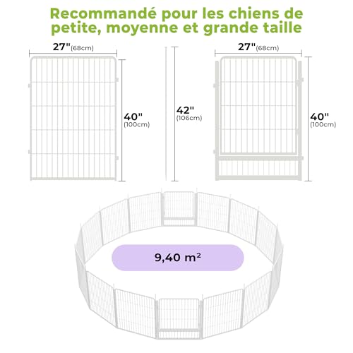 Dog Playpen Indoor, 32 Inch 16 Panels Puppy Playpen for Small and Medium Dogs, Easy Setup Anti-Rust Pet Fence, White - size: 32 inch