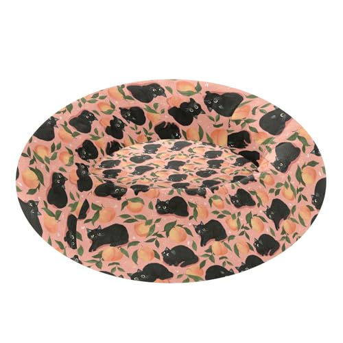 Pet Bed Cat Sweet Peach Print, 18" Small Dog Cuddler with Anti-Slip Bottom, Cute Pattern Round Sofa for Indoor Puppies & Kittens, All-Season Comfort - size: Small
