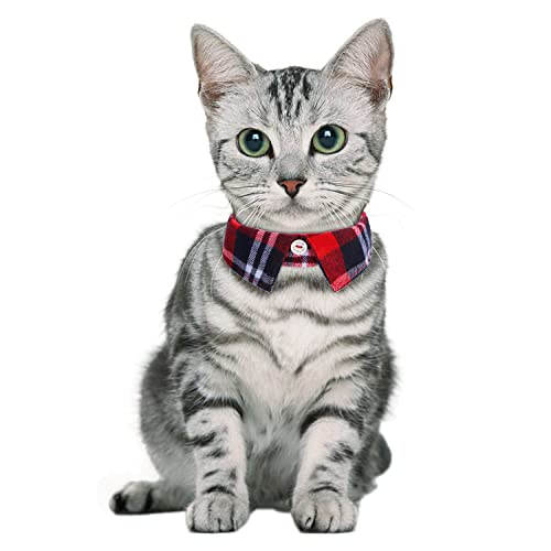 Faleela 2 Pack/Set Cat Collar with Cute Bow Tie and Bell,Breakaway Plaid Shirt Collar for Kitty Adjustable Safety - color: 2023new-Red