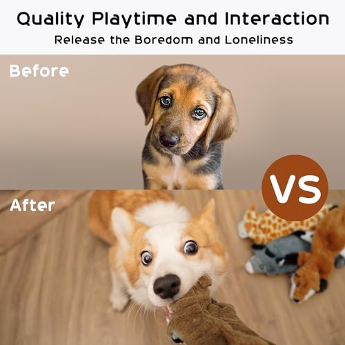 Nocciola Dog Squeaky Toys, 5 PCS Crinkle Plush Dog Toys, No Stuffing Dog Toys for Small Medium Large Dogs, Stuffless Puppy Toys for Boredom - style: 5 Pcs No Stuffing Basic