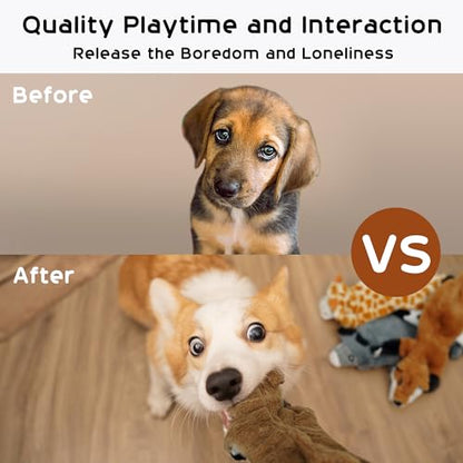 Nocciola Dog Squeaky Toys, 5 PCS Crinkle Plush Dog Toys, No Stuffing Dog Toys for Small Medium Large Dogs, Stuffless Puppy Toys for Boredom - style: 5 Pcs No Stuffing Basic