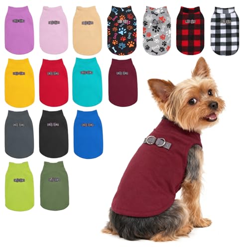 BEAUTYZOO XS Dog Sweaters, Soft Fleece Vest Pullover Dog Jacket with D-Ring Leash Attachment, Warm Winter Dog Clothes Cold Weather Doggy Chihuahua Sweater for Small Dogs Cats Boy or Girl, XSmall - color: WINE RED, size: X-Small