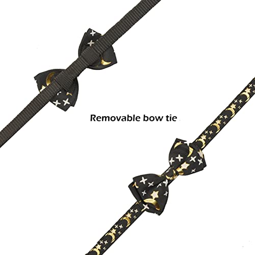 Bowtie Cat Collars Breakaway with Bell, Adjustable Cute Kitty Collars Safety Buckle Kitten Collar for Cat Puppy 7.5-11in (Black Moon) - color: Black Moon