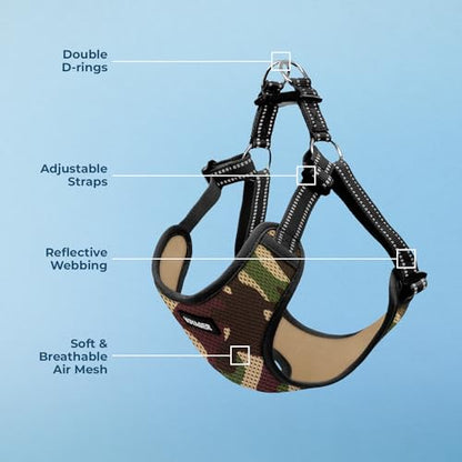 Best Pet Supplies Voyager Adjustable Step-in Flex Breathable Mesh Dog Harness for Small Medium Large Dogs (Army/Black Trim), XS - color: Harness (Army/Black Trim), size: XS