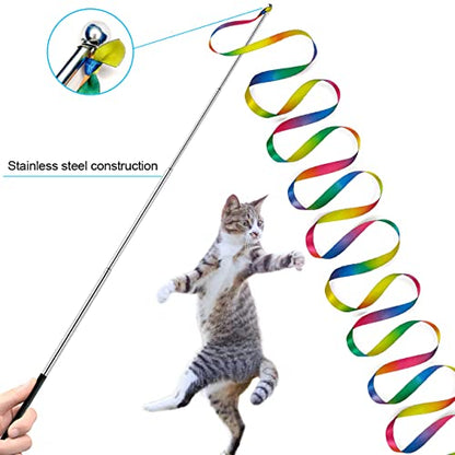 ZPH Cat Toys,Interactive Feather Variety Pack for Cats Wand Kitten Toy-Includ Cat Exercise Toy Fluffy Mouse Worms&Fish - style: SET B