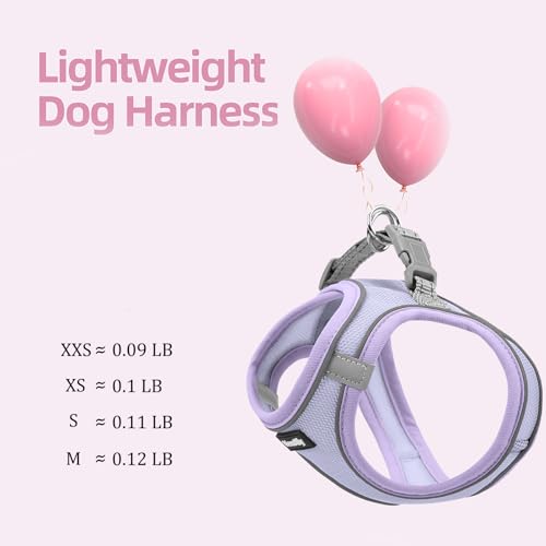 Sparkly Dog Harness Small Sized and Leash Set for Small Dogs Cats,Purple S Puppy Harness, Step in Soft Dog Reflective Vest, Breathable Mesh Pet Harness. (Purple, S) - color: Purple, size: S