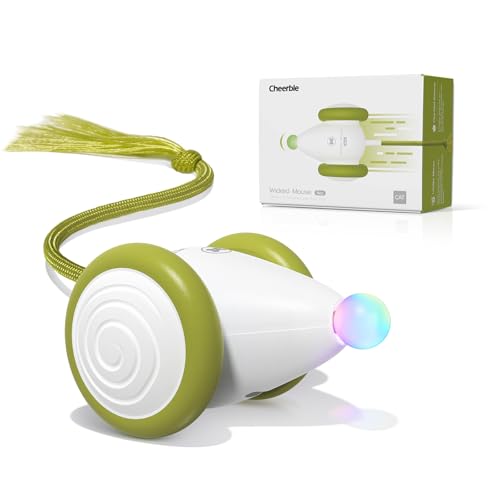 Cheerble Interactive Cat Toys for Indoor Cats, Automatic Moving Kitten Toys, Wicked Mouse Neo Cat Toy with Tail & Lights, Pet Cat Supplies, Rechargeable Cat Toys for Bored Indoor Adult Cats - color: Mouse Neo-Green