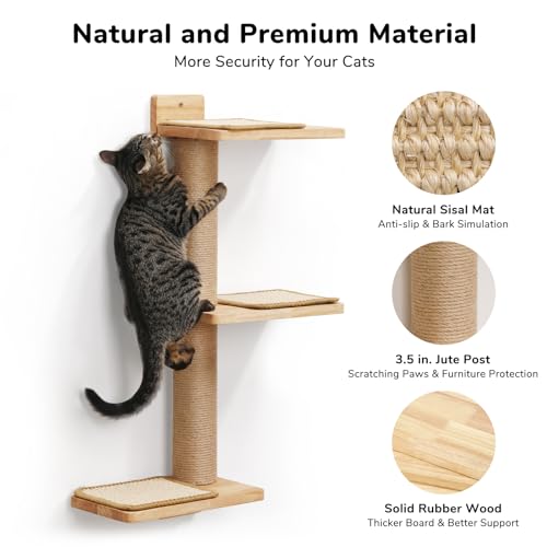 FUKUMARU Cat Wall Shelves, 3 in 1 Transformable Cats Scratching Post Wall Mounted, DIY Kitten Walls Jungle and Perch Platform Supplies, Suit for Climb, Play, Nap, Scratch