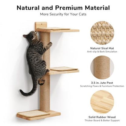 FUKUMARU Cat Wall Shelves, 3 in 1 Transformable Cats Scratching Post Wall Mounted, DIY Kitten Walls Jungle and Perch Platform Supplies, Suit for Climb, Play, Nap, Scratch