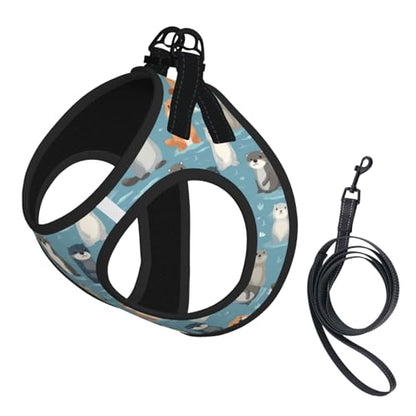 Otters Pet Harness Escape Proof Dog Harness Adjustable Mesh Padded Reflective Dog Vest Harness and Leash Set Small - color: Style 3, size: Small