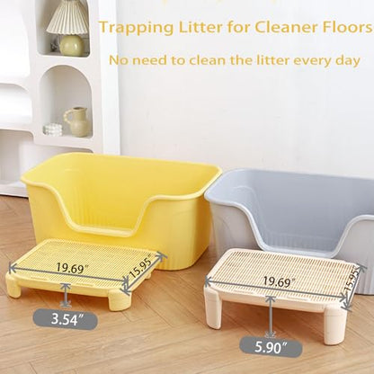 Greywaterproof Cat Mat, 19.69"X15.95"X3.54" Litter Box Mat, Easy Clean, Non-Slip, Urine-Proof Kitty Litter Catcher Mat - color: Grey, size: 3.54" High
