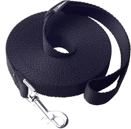 Dog/Puppy Obedience Recall Training Agility Lead - 20ft Long Training Leash，3/4in Wide - Great for Play, Camping, or Backyard (20 Feet, Black) - color: Black, size: 20 Feet