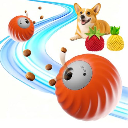 Interactive Dog Toys, Zoomie 2.0 Buddy, Treat Dispensing Dog Puzzle Toy, Dog Treat Ball, Durable Motion Activated Moving Dog Toy for Puppy Small Medium Large Dogs, USB Rechargeable - color: Snack Ball-Orange