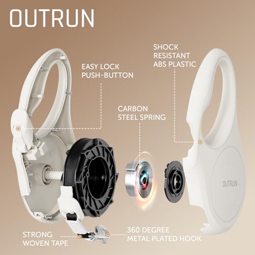 OUTRUN Retractable Dog Leash 16 FT Walking Leash up to 55 Lbs, Strong Nylon Tape No Tangle, Heavy Duty One-Handed Brake Lock Perfect for Small & Medium Sized Dogs and Pets (Starlight White) - color: Starlight White