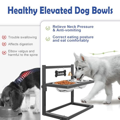Elevated Dog Bowls for Medium and Small Dogs, 5 Height Adjustable & 2 Stainless Steel Bowls 800ml/27oz, Raised Food Dog Water Stand - color: Metal 27oz Bowls, size: Small dogs