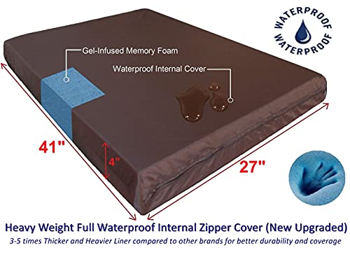 Dogbed4less Large Orthopedic Memory Foam Dog Bed for Medium to Large Dogs with Durable Waterproof Internal Case, Removable Washable Denim Cover + Bonus Pet Bed Cover, 41X27X4 Fit 42X28 Dog Crate, Blue - size: 41.0"L x 27.0"W x 4.0"Th
