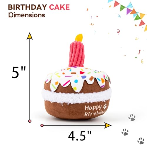 lilfrd Dog Birthday Toy, Birthday Cake Toys for Puppy Gifts, Squeaky Plush Dog Toys - style: Birthday Cake