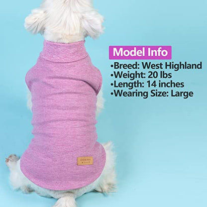 KYEESE 2Pack Dog Sweater Pullover Dog Sweaters for Small Dogs Girl Soft Dogs Clothes Stretchy Pet Sweatshirt Warm Pets Clothes Small Pets Sweaters Turtleneck Pet Coats - color: 1# Stripe+Purple, size: Large (12-18lbs)