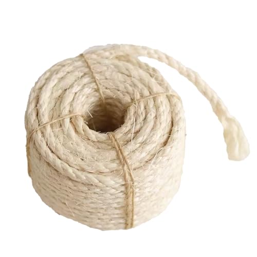 Natural Sisal Rope for Cat Scratcher Replacement, Durable Cat Tree Post Repair Cord for DIY Projects, Climbing Towers, Furniture Protection, Scratch Pad, Crafts, Garden, and Home Décor Use - color: White, size: 6mm 66ft