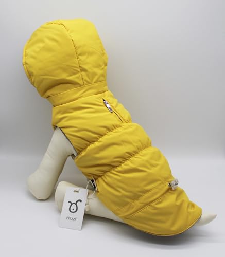 Warm Dog Coat Jacket with Detachable Hood Harness Hole Winter Coat Pet Clothes Dog Cold Weather Coats Cozy Snow Jacket Vest for Small Medium Large Dogs - Blake (Yellow, XX-Large) - color: Yellow, size: XX-Large