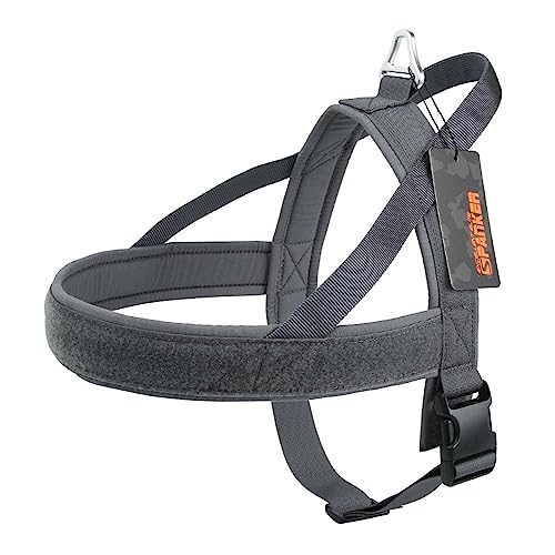 EXCELLENT ELITE SPANKER No Pull Dog Harness Padded Military Patrol Vest Adjustable Nylon Small Service Walking Dog Harness with Handle for Training Running(Grey-L) - color: Grey, size: L-(Chest 31.5-43")