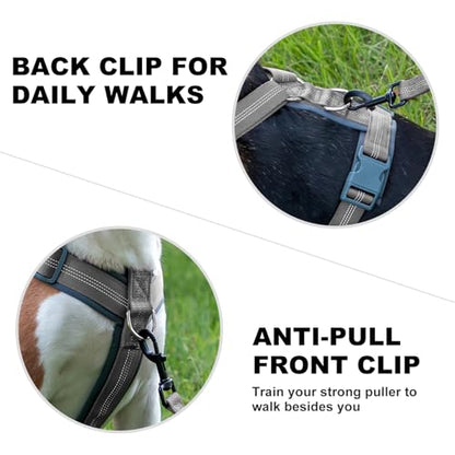 Plutus Pet No Pull Dog Harness, Adjustable Nylon Harness with Soft Padding, Reflective and Heavy Duty Dog Harness for Small, Medium, Large Dogs(Gray, S) - color: Gray, size: S