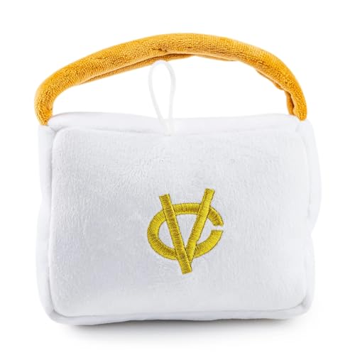 Haute Diggity Dog Chewy Vuiton Handbag Plush Squeaky Dog Toy, Soft Durable Designer-Inspired Stuffed Puppy Chew Toys for Small & Medium Dogs, Machine-Washable (White) Large - color: White Purse, size: Large