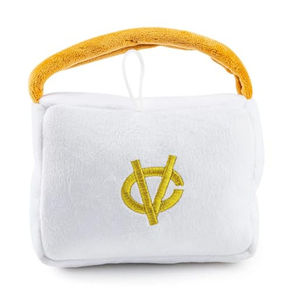 Haute Diggity Dog Chewy Vuiton Handbag Plush Squeaky Dog Toy, Soft Durable Designer-Inspired Stuffed Puppy Chew Toys for Small & Medium Dogs, Machine-Washable (White) Large - color: White Purse, size: Large