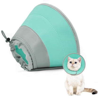 Cat Cone Collar Soft to Stop Licking, Adjustable, Foldable Lightweight Kitten Cones After Surgery Recovery for Cats & Kittens, Cat Cone Alternative, Easy Eating (Solid Green, M) - color: Solid Green, size: M