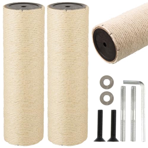 2 Root Cat Scratching Post Replacement 11.81x3.54 Cat Tree Scratch Post Replacement Natural Sisal Pole Cat Scratch Post Refill Pole Part with M8 Screws for Kitten Tree Tower Cat Furniture Accessories - color: 30cm/11.81in