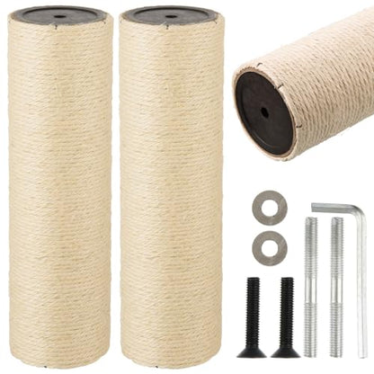 2 Root Cat Scratching Post Replacement 11.81x3.54 Cat Tree Scratch Post Replacement Natural Sisal Pole Cat Scratch Post Refill Pole Part with M8 Screws for Kitten Tree Tower Cat Furniture Accessories - color: 30cm/11.81in