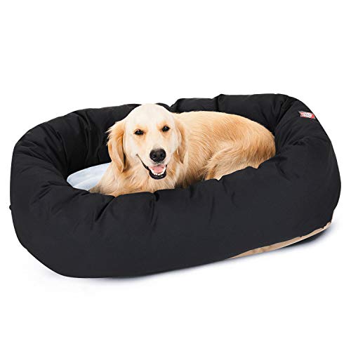 40 inch Black & Sherpa Bagel Dog Bed By Majestic Pet Products - color: Black