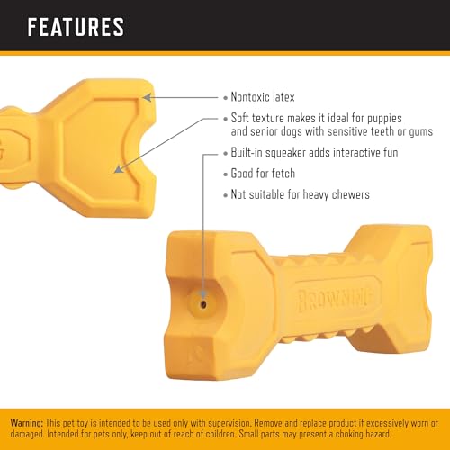 Browning Pet Training Tools, Durable Dog Toys for Tug and Fetch, Bone Squeaker (Gold), One Size - color: Bone Squeaker