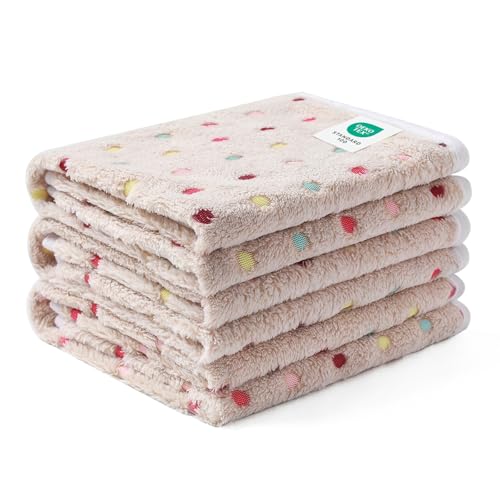 Luciphia 1 Pack 3 Blankets Super Soft Cute Dot Pattern Pet Blanket Flannel Throw for Dog Puppy Cat Small(23x16), Brown - color: Brown2, size: 23x16 inch (Pack of 3)