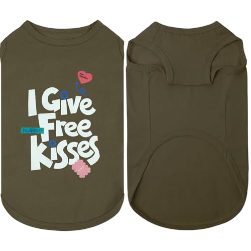 Kuoser Dog Shirt Soft Breathable Sleeveless Pet Vest with 'I Give Free Kisses' Printed Dog T-Shirt, Cute Sweatshirt for Small Medium Large Dogs Girl Boy, Cotton T Shirts Gift for Puppy, Brown M - color: Brown, size: Medium (Chest: 18.5")