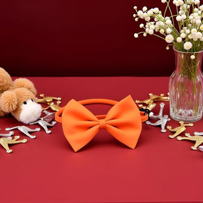 Orange Dog Bow Ties with Adjustable Collar Pet Neckties Cat Bow Tie Dogs Bowtie Collar Dog Bows Grooming Solid Puppy Neckties Cat Collars Basic Dog Collars