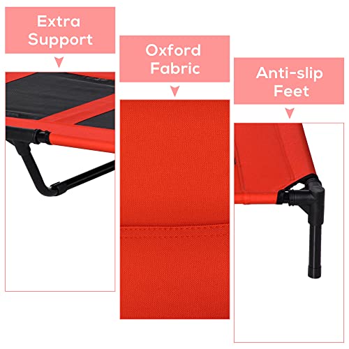 Outdoor Elevated Dog Bed Elevated Cooling Summer Dog Cot Pet Bed, Portable Indoor & Outdoor Cooling Raised Cot Pet Hammock Bed with Skid-Resistant Feet, Frame with Breathable Mesh
