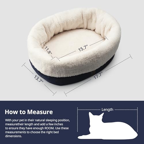 Self Warming Cat Bed, 17.7" x 13.7" Anti-Slip Soft Round Thermal Pet Cushion Bed for Kittens, Cats, Puppies and Small Dogs, Blue - color: Blue