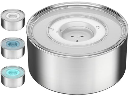1Gallon Slobber Stopper Water Bowl for Dogs, US Patented Splash-Proof Paws Lid, 18/8 Stainless Steel, Anti-Slip Base, No Spill for Messy Large Medium Dogs, Ear Protection for Floppy-Eared Breeds - color: White
