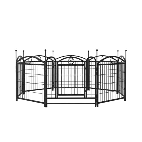 Heavy Duty Foldable Metal Dog Playpen for Indoor and Outdoor Use – Sturdy Pet Exercise Fence with Secure Door (Black + Iron)
