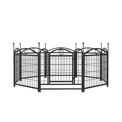 Heavy Duty Foldable Metal Dog Playpen for Indoor and Outdoor Use – Sturdy Pet Exercise Fence with Secure Door (Black + Iron)