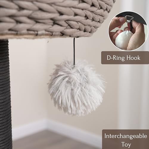 PetPals 4-Level Cat Tree with Recycled Paper Rope Baskets Beds and Removable Washable Curshions,Multi-Level Cat Climbing with Replaceable Paper Rope Scratching Posts (Black and Gray) - color: Black and Gray