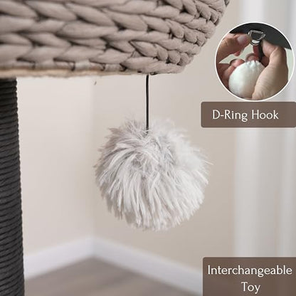 PetPals 4-Level Cat Tree with Recycled Paper Rope Baskets Beds and Removable Washable Curshions,Multi-Level Cat Climbing with Replaceable Paper Rope Scratching Posts (Black and Gray) - color: Black and Gray