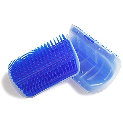 2 Pack Self Grooming Wall Brush for Cats and Dogs - Cat Groomer with Catnip, Massage Comb Tool for Long & Short Fur Pets (Blue) - color: Blue