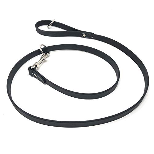 Regal Dog Products Waterproof Leash – 5 ft. Black Dog Leash with Easy to Use Collar Hook, Lightweight, and Proof Training Pet Lead with Vinyl-Coated Webbing for Small, Medium, Large, or XL Dogs - color: Black